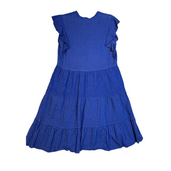 Amadi by Anthropologie Blue Tiered Ruffle Dress Small | Made in USA - Picture 4 of 6